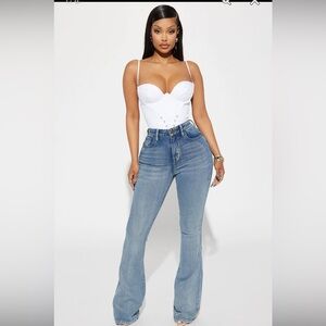 Fashion Nova Light Blue High-Waist Flare Jeans